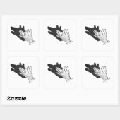 Hand Silhouette Wolf wird zu Hand-Silhouette-Wolf. Quadratischer Aufkleber (Blatt)