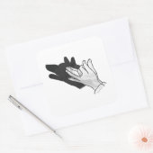 Hand Silhouette Wolf wird zu Hand-Silhouette-Wolf. Quadratischer Aufkleber (Umschlag)