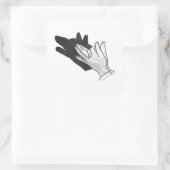Hand Silhouette Wolf wird zu Hand-Silhouette-Wolf. Quadratischer Aufkleber (Tasche)