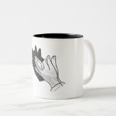 Hand Silhouette Wolf Zweifarbige Tasse (VorderseiteRechts)