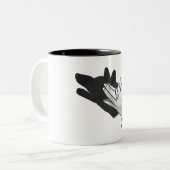Hand Silhouette Wolf Zweifarbige Tasse (Vorderseite Links)