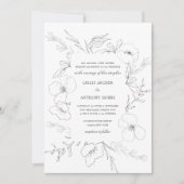 Hand Sketched Peony White Wedding Einladung (Vorderseite)