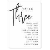 Hand Skript Tabelle DREE + Gast-Namen Tischnummer (Rückseite)