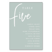 Hand-Skript Tabelle FÜNF + Gast-Namen Tischnummer (Vorderseite)