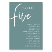 Hand-Skript Tabelle FÜNF + Gast-Namen Tischnummer (Rückseite)