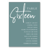 Hand Skript Tabelle SIXTEEN + Gästebamen Tischnummer (Vorderseite)