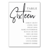 Hand Skript Tabelle SIXTEEN + Gästebamen Tischnummer (Vorderseite)