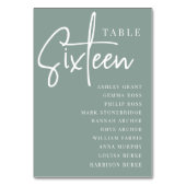 Hand Skript Tabelle SIXTEEN + Gästebamen Tischnummer (Vorderseite)