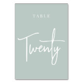 Hand-Skripte der blauen Seite zwanzigjährig Tischnummer (Rückseite)