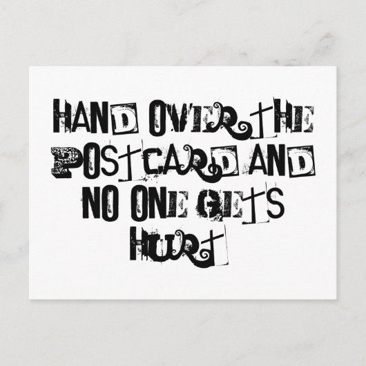 Hand über die Postkarte und niemand wird verletzt (Vorderseite)