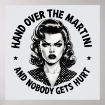 Hand über Martini - Retro Funny Wall Art