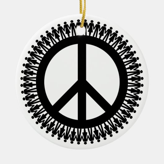 Hand um das Weltfriedenssymbol Keramik Ornament (Vorne)