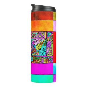 Hand- und digital gemaltes Muster Art 2 Thermosbecher