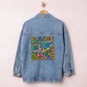 Hand- und digital gemaltes Muster Art 53 Jeansjacke