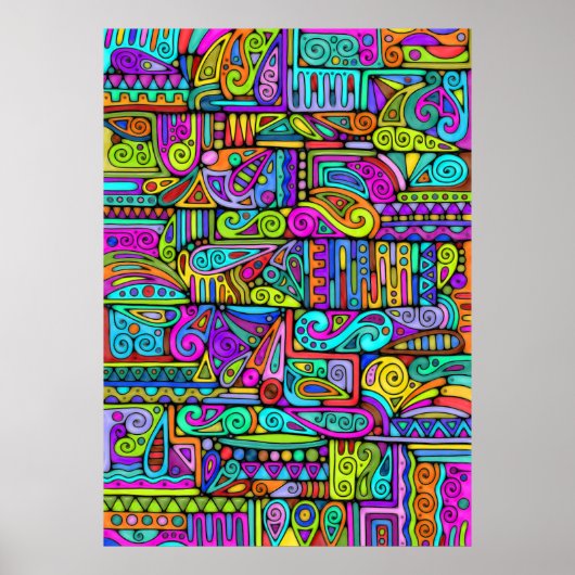 Hand und digital gestrichen Muster Art 5 Poster (Vorne)