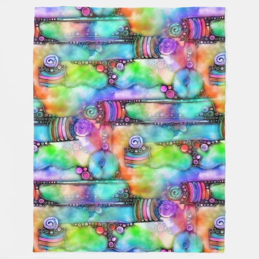 Hand und digital gestrichen nahtloses Muster 64 Fleecedecke (Vorderseite)