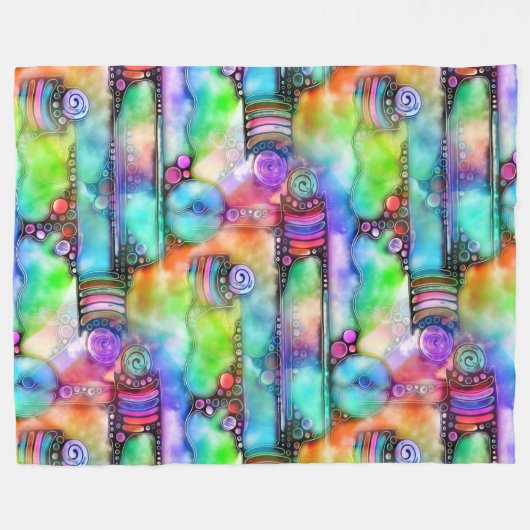 Hand und digital gestrichen nahtloses Muster 64 Fleecedecke (Vorderseite (Horizontal))