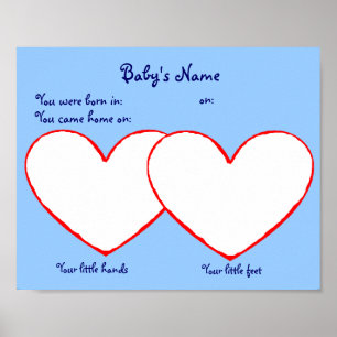 Hand- und Fußdruckposter für Adoptiert Kinderblau Poster