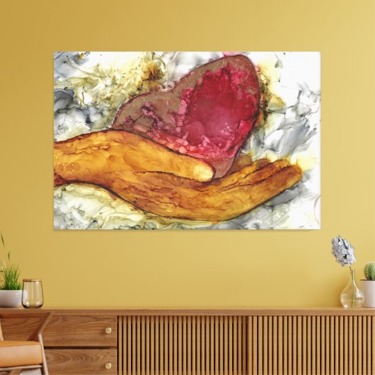 Hand und Herz, gerahmt 60x40" Leinwanddruck (Insitu (Wohnzimmer))