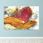 Hand und Herz, gerahmt 60x40" Leinwanddruck (Insitu (Holzboden))