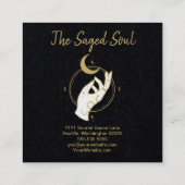 Hand und Mond Quadratische Visitenkarte (Rückseite)