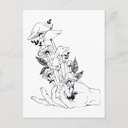Hand und Pilze Postkarte (Vorderseite)