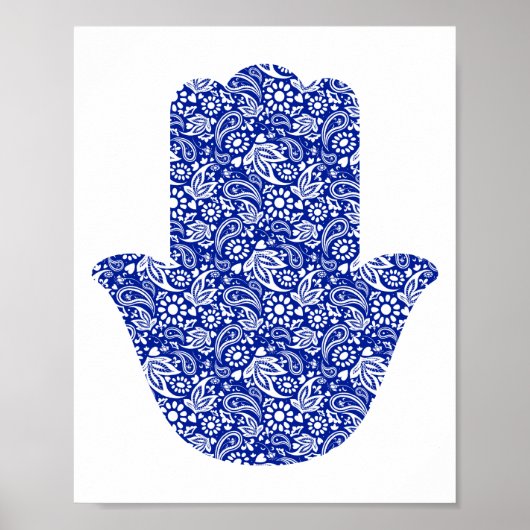 Hand von Hamsa Blue White Lucky Talisman Poster (Vorne)