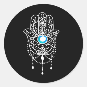 Hand von Hamsa Böser Blick Namaste Yoga Meditation Runder Aufkleber