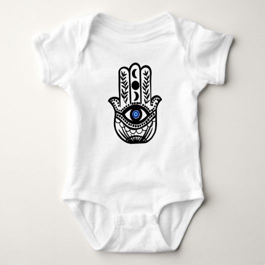 Hand von Hamsa Fatima Evil Eye Baby Strampler (Vorderseite)