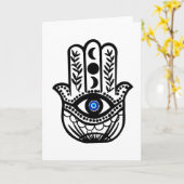 Hand von Hamsa Fatima Evil Eye Karte (Gelbe Blume)