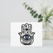 Hand von Hamsa Fatima Evil Eye Postkarte (Stehend Vorderseite)