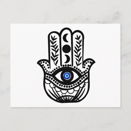 Hand von Hamsa Fatima Evil Eye Postkarte (Vorderseite)