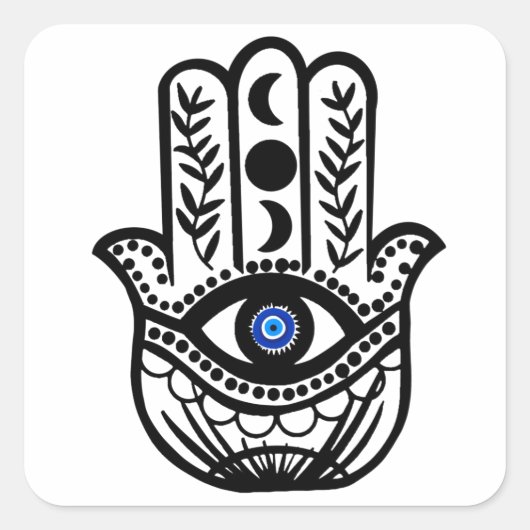 Hand von Hamsa Fatima Evil Eye Quadratischer Aufkleber (Vorderseite)