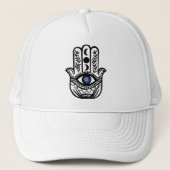 Hand von Hamsa Fatima Evil Eye Truckerkappe (Vorderseite)