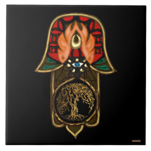 Hand von Hamsa Meisterstück: Baum des Lebens Fliese