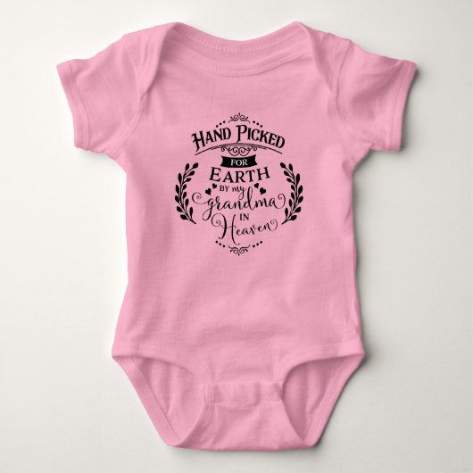 Hand von meiner Oma im Himmel pink Girl gepickt Baby Strampler (Vorderseite)