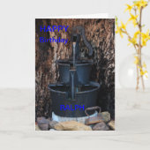 HAND WASSER PUMP in einer Hollow Tree BIRTHDAY CAR Karte (Gelbe Blume)