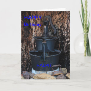 HAND WASSER PUMP in einer Hollow Tree BIRTHDAY CAR Karte