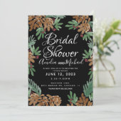 Hand Wasserfarbe Pinecones Schwarzes Brautparty Einladung (Stehend Vorderseite)