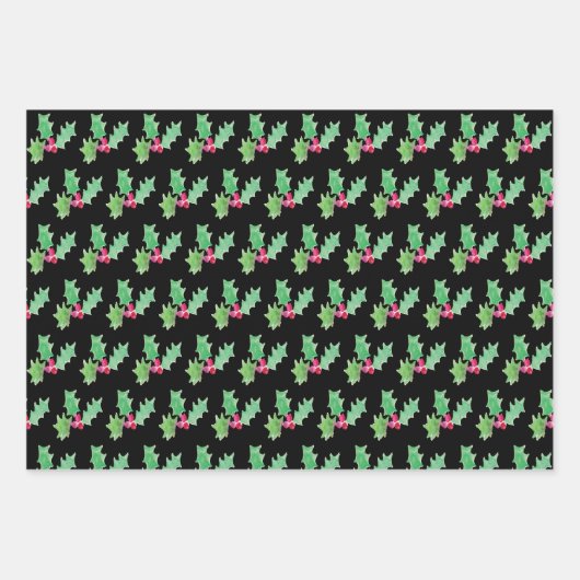 Hand Wasserfarbe Schneeflocken Weihnachten Schwarz Geschenkpapier Set (Vorderseite 3)