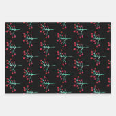 Hand Wasserfarbe Schneeflocken Weihnachten Schwarz Geschenkpapier Set (Vorderseite 2)