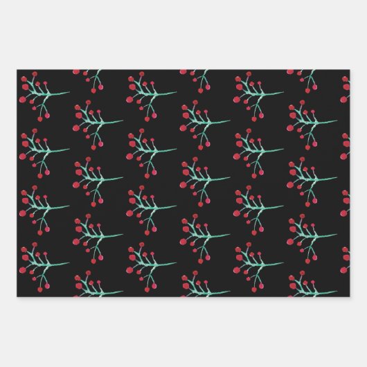 Hand Wasserfarbe Schneeflocken Weihnachten Schwarz Geschenkpapier Set (Vorderseite 2)