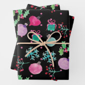 Hand Wasserfarbe Schneeflocken Weihnachten Schwarz Geschenkpapier Set (Beispiel)