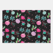 Hand Wasserfarbe Schneeflocken Weihnachten Schwarz Geschenkpapier Set (Vorderseite)