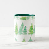 Hand Wasserfarbene Pinienbäume Weihnachten Zweifarbige Tasse (Mittel)