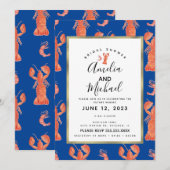 Hand Watercolor Hummer Shrimp Crawfish Bridal Einladung (Vorne/Hinten)