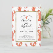 Hand Watercolor Hummer Shrimp Crawfish Bridal Einladung (Stehend Vorderseite)