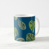 Hand Watercolor Monstera Adansonii Leaf Blue Kaffeetasse (VorderseiteRechts)