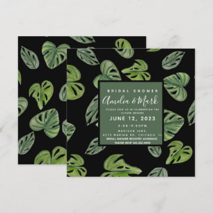 Hand Watercolor Monstera Adansonii Leaf Bridal Einladung