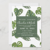 Hand Watercolor Monstera Adansonii Leaf Bridal Einladung (Vorderseite)